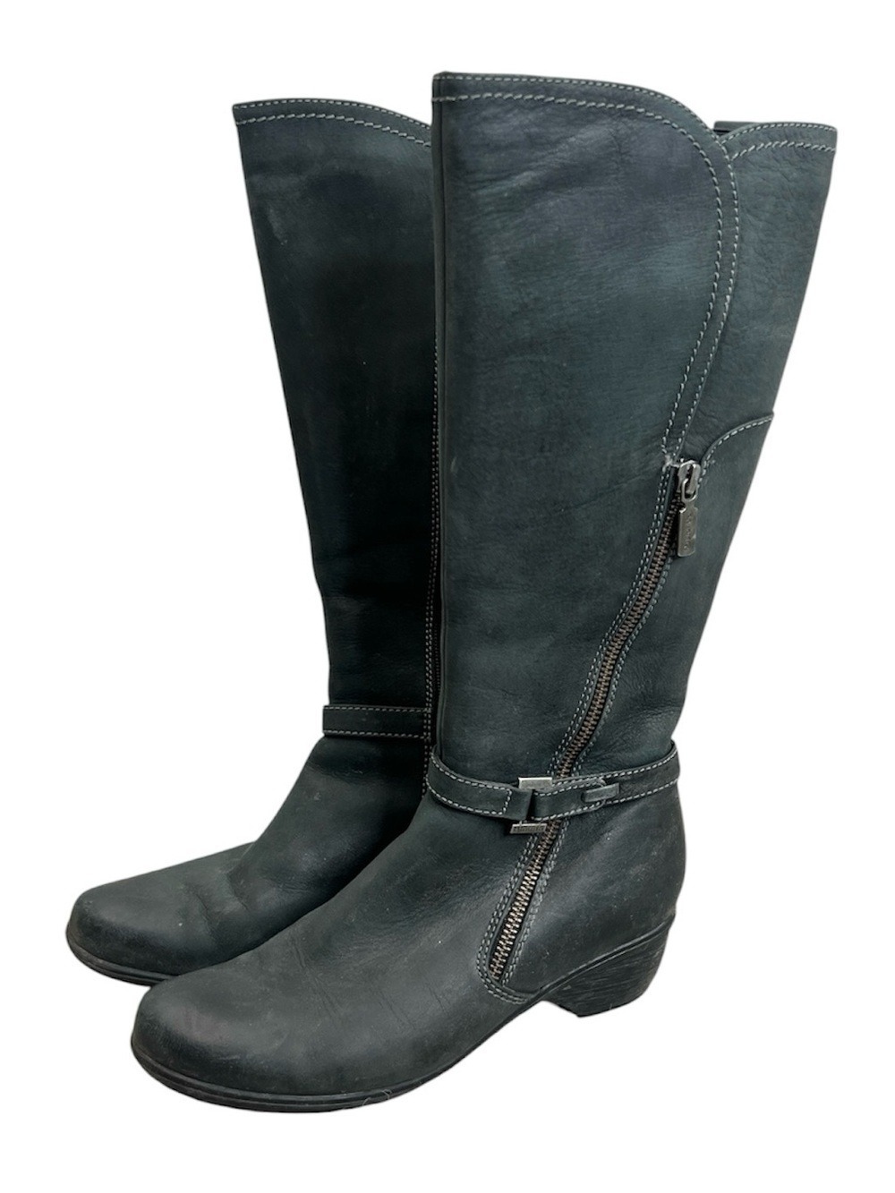 Blondo deep charcoal grey green old money tall waterproof leather boots 7 - Picture 2 of 15
